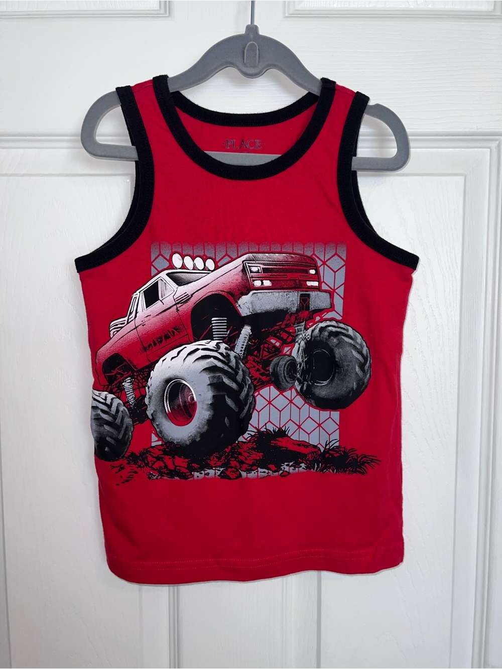 Kids 5/6 Red Monster Truck Tank Top
